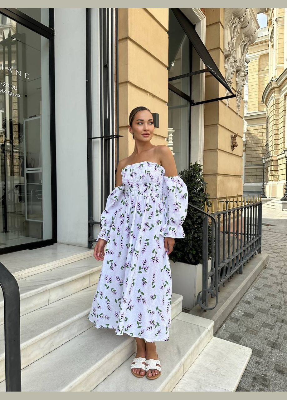 Фісташкова повсякденний, святковий жіноча муслінова сукня Avanti з квітковим принтом