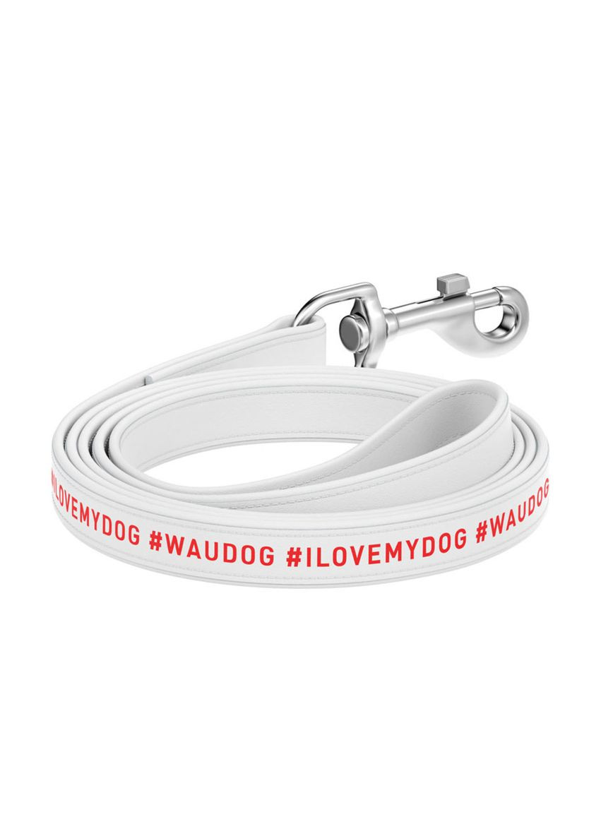 Поводок для собак кожаный Design, рисунок "я люблю свою собаку", XXS-XS, Ш 12 мм, Дл 122 см WAUDOG (279563824)