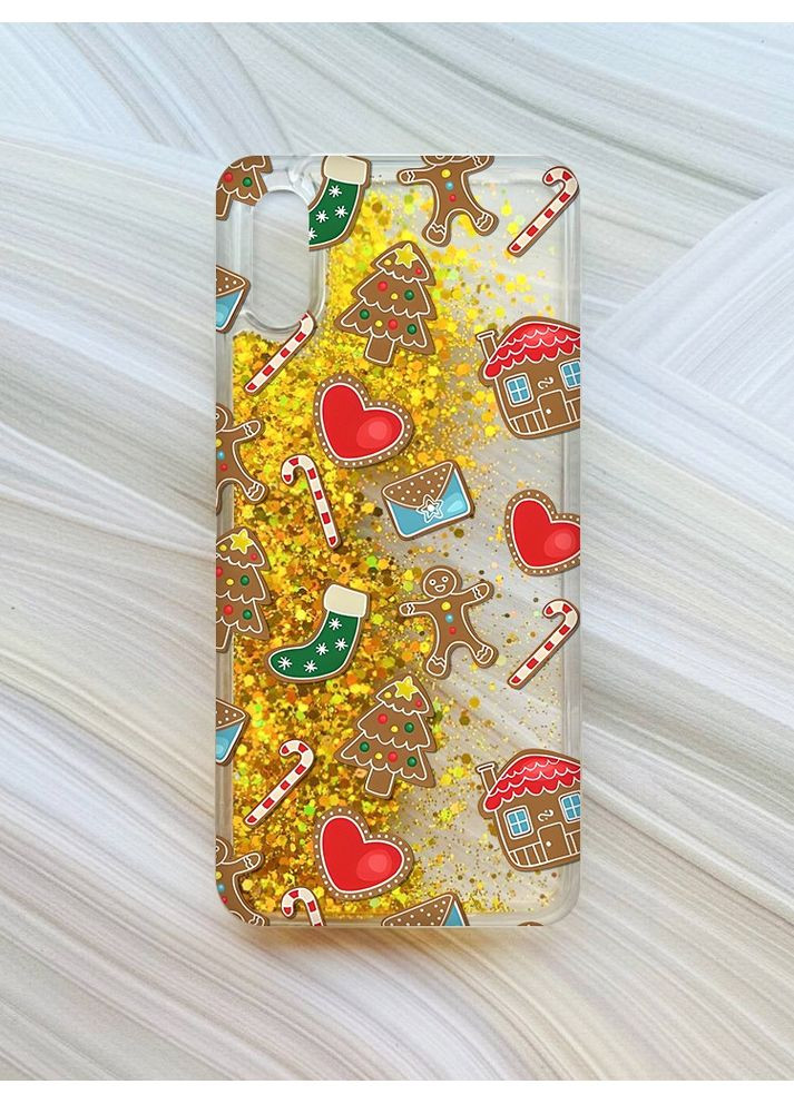 Чохол з плаваючими блискітками для Xiaomi Redmi 9A Золотий Різдвяний фон (принт 181) CASE CONTROL (362967247)