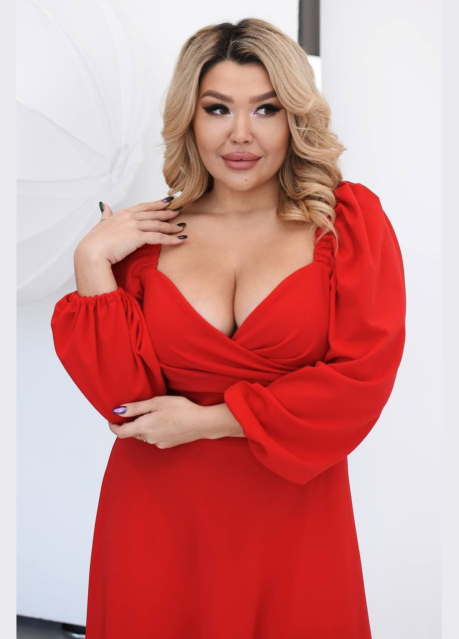 Красное праздничный, коктейльное, деловое, повседневный, кэжуал, джинсовое, вечернее платье женское а-силуэт Україна однотонное