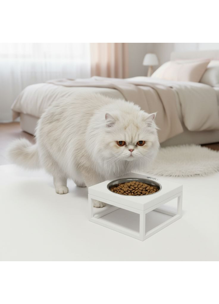 Миска на подставке для кошек и маленьких собак Base Solo S (1×0,45 л) Solo S-18187-WHWH Hollky (365652779)