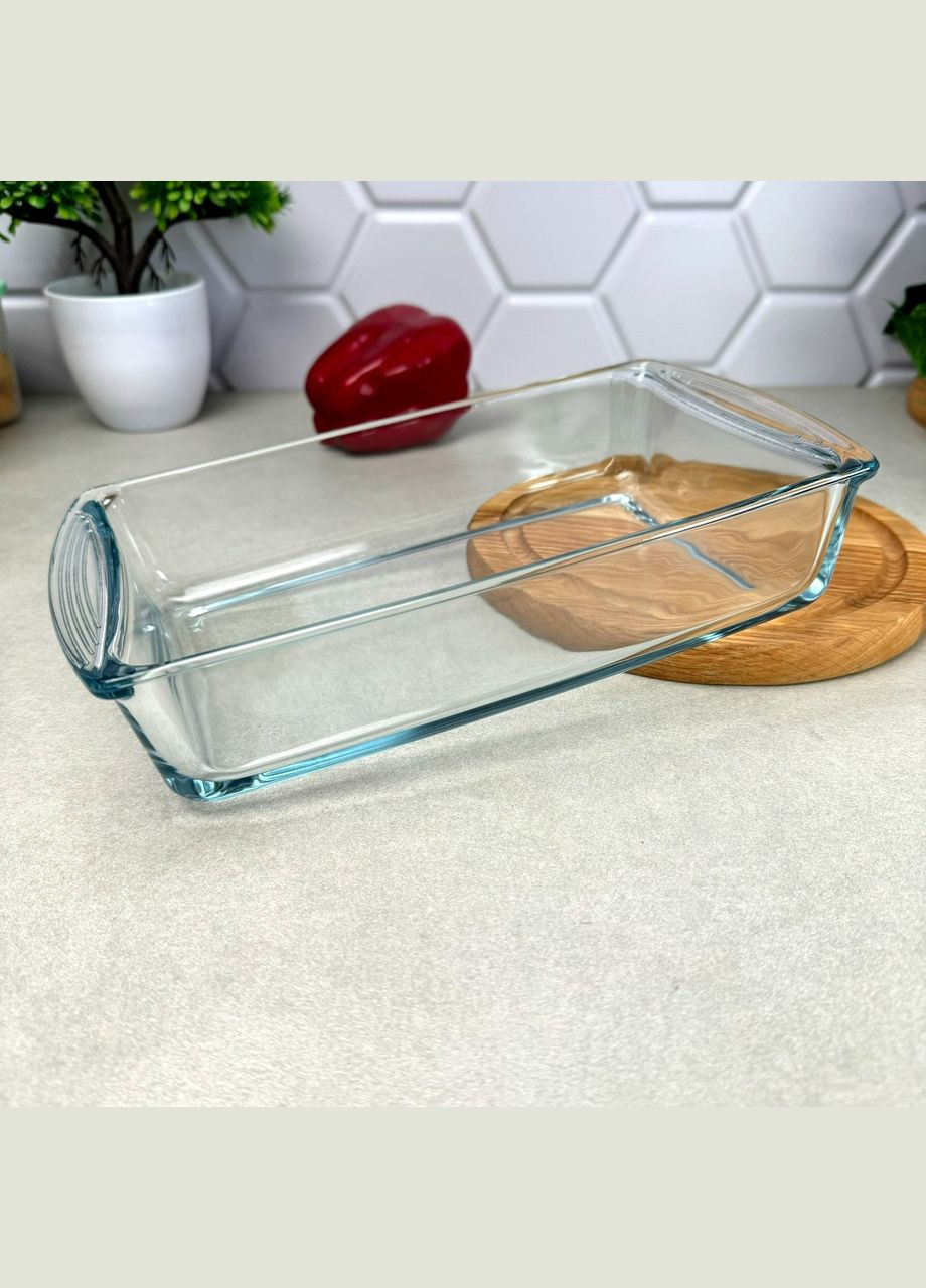 Прямокутна скляна форма з червоною кришкою 1.32 л Borcam (303210786)