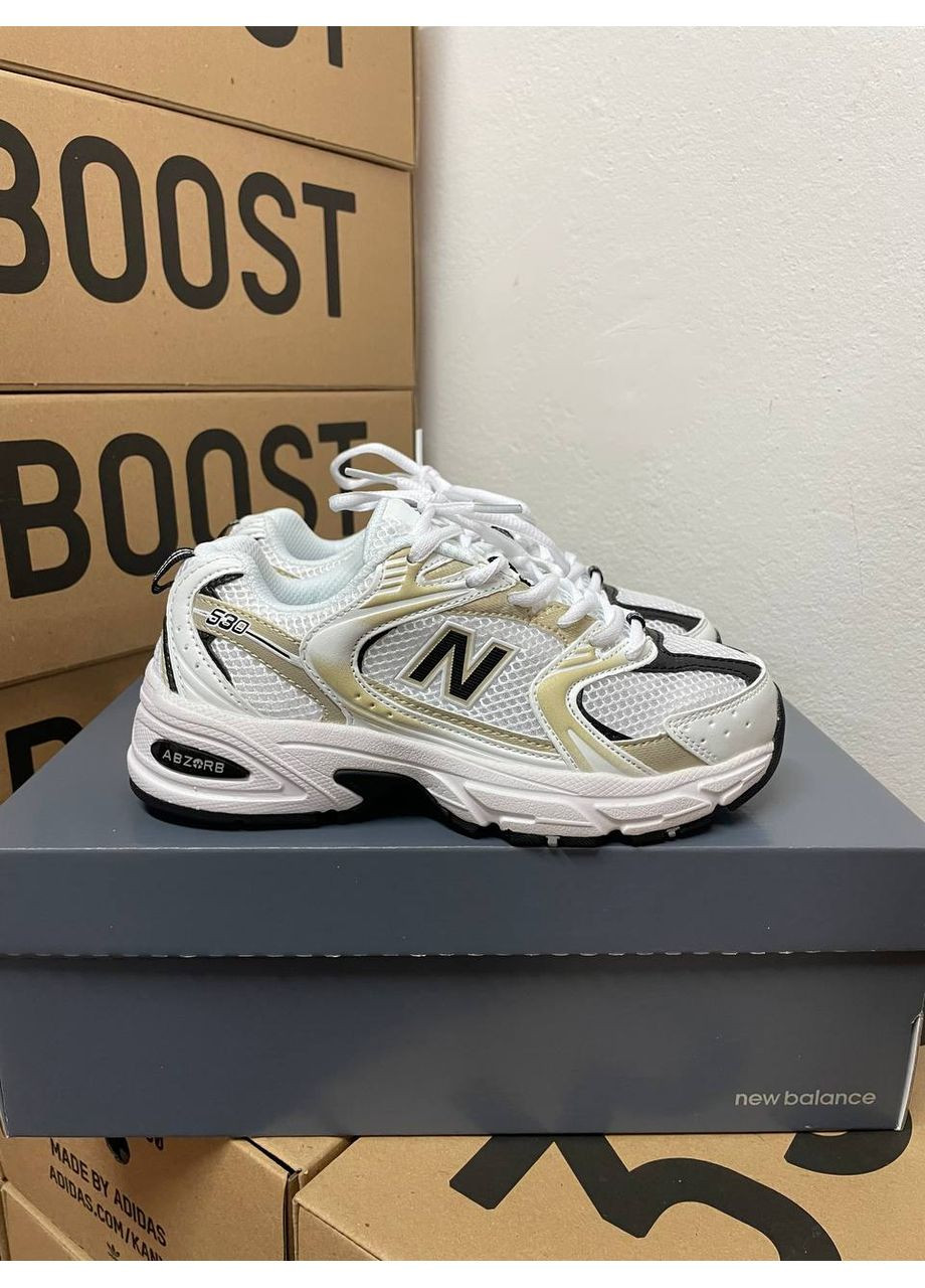 Чорні Осінні кросівки чоловічі new balance 530 white gold black premium нью беланс 530 No Brand