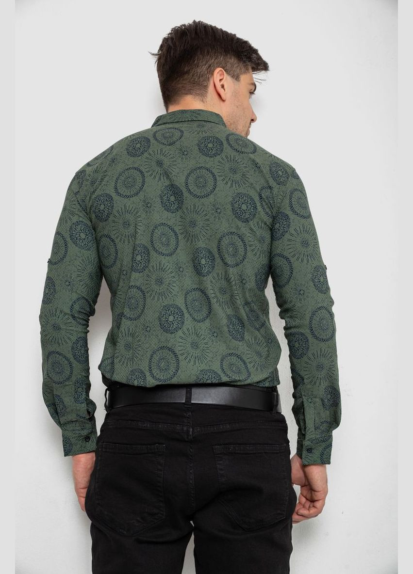 Сорочка чоловіча з принтом стрейч, колір хакі, 214R1024 Ager (346345480)