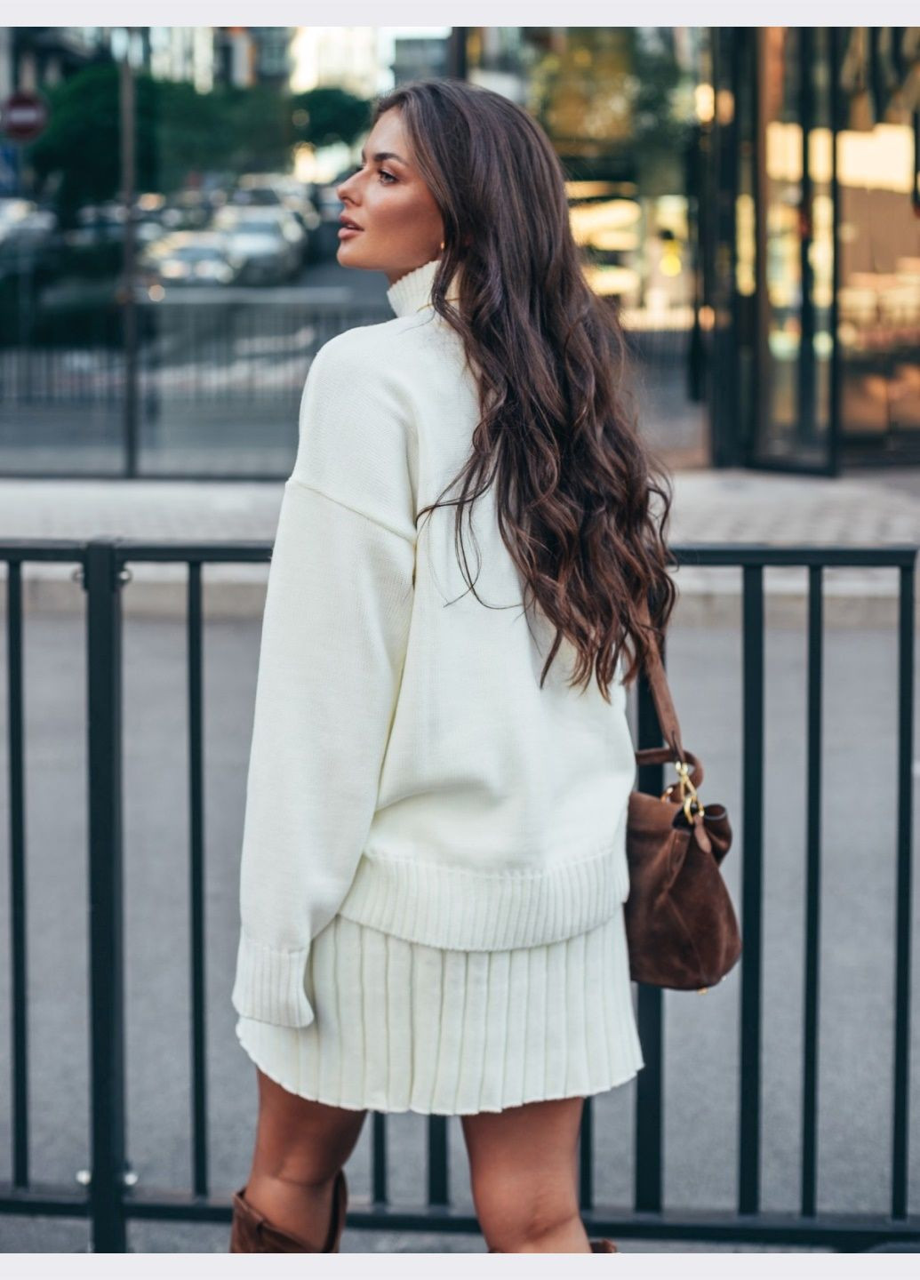 в'язаний костюм молочного кольору зі спідницею Dressa (362699267)