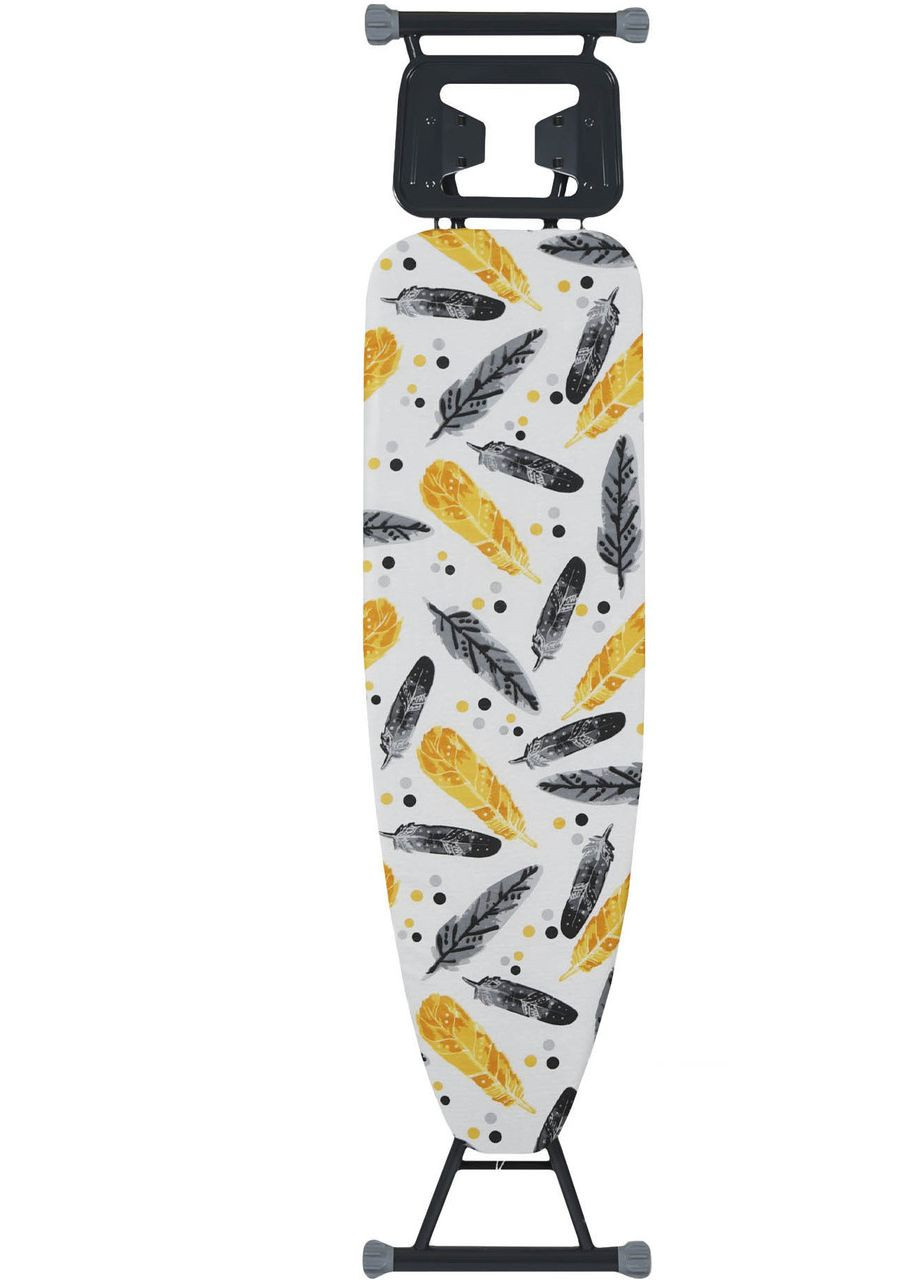 Гладильная доска ALPINE PLUS 110 х 33 см моноблок с розеткой Желто-черные перья (EH11033MPL-2) EUROHOME (322127319)