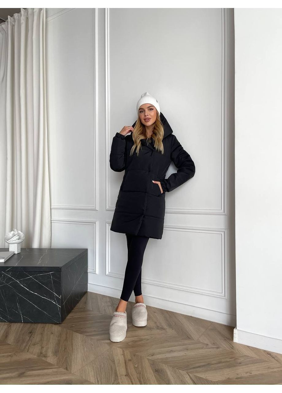 Черная зимняя куртка-зефирка Osoblyva
