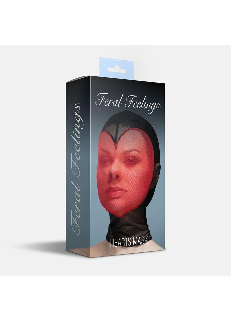 Маска серце сітка із повністю закритим обличчям Hearts Mask Black/Red Feral Feelings (383098313)