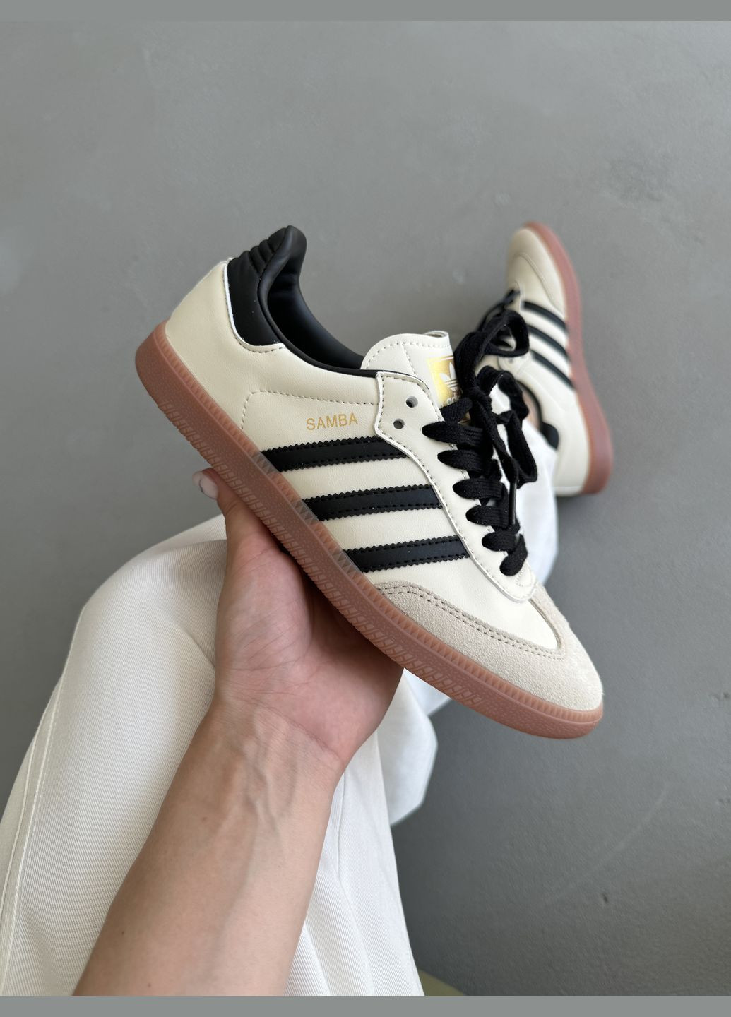 Кроссовки женские и мужские Adidas Samba beige | Адидас Самба бежевые No Brand бежевые демисезоны (316507754)