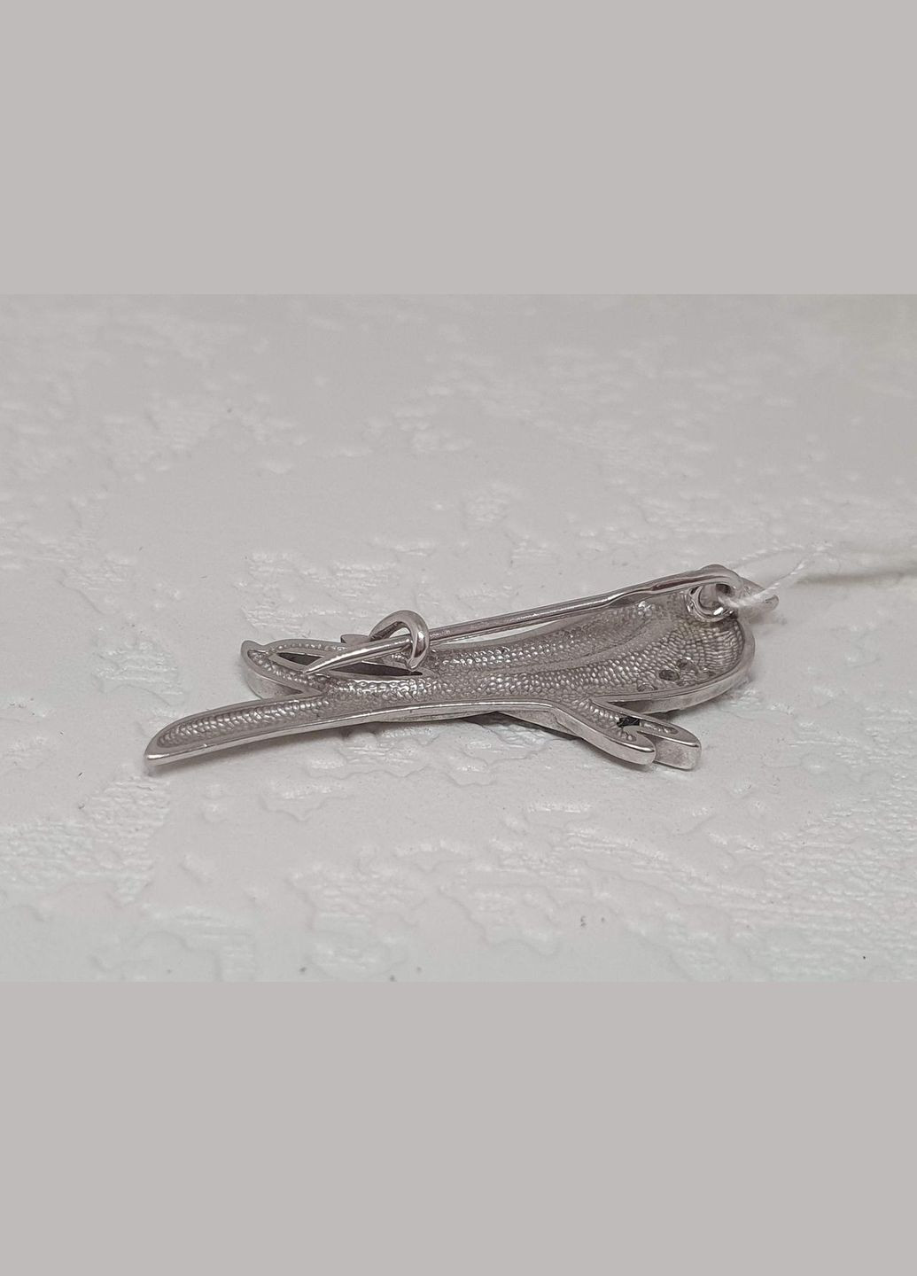 Срібна брошка "Пташка" з фіанітами. 9518 Ірій (290186228)