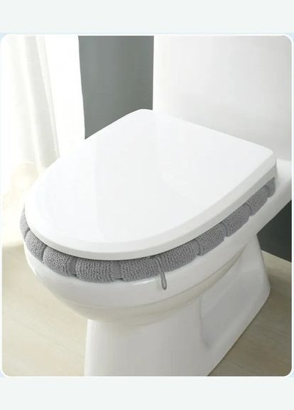 Универсальный чехол / накладка на сидение унитаза Мягкий и Теплый Серо-розовый с петелькой (7802511) No Brand (307833981)