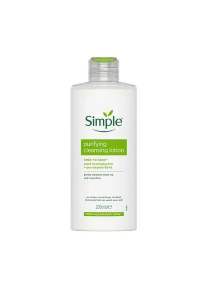 Очищающий лосьон для лица Kind to Skin Purifying Cleansing Lotion, 200 мл Simple (356459443)