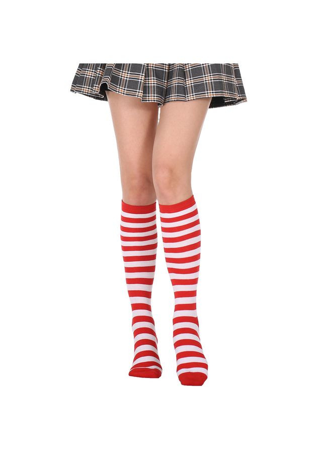 Гольфи до колін у білу та червону смужку One Size No Brand (315155701)