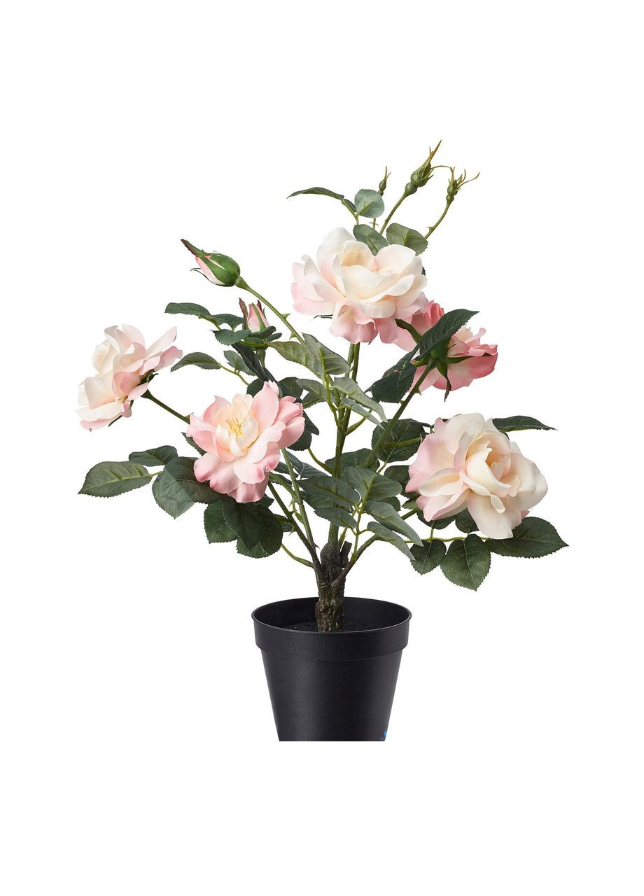 Штучна рослина в горщику для дому та вулиці рожева троянда 48 см IKEA (272149920)