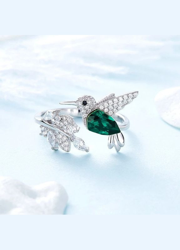 Жіноче сріблясте кільце з кристалами No Brand Жіноча каблучка (342066046)