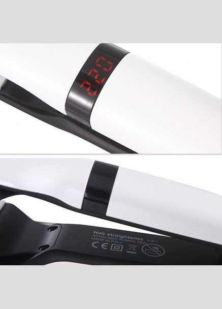 Професійна праска шипці випрямляч для волосся з керамічним покриттям і регулятором температури V-511 Pro Білий VGR (306716785)