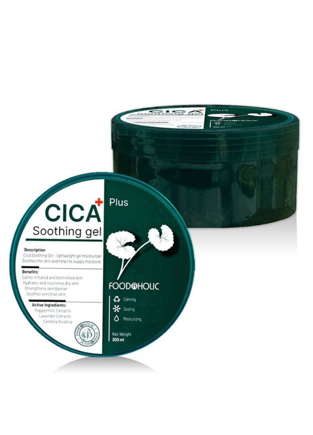 FoodAHolic Успокаивающий гель для лица и тела с экстрактом центеллы Cica Plus Soothing Gel 300ml — Крем, Южная Корея (302899257)