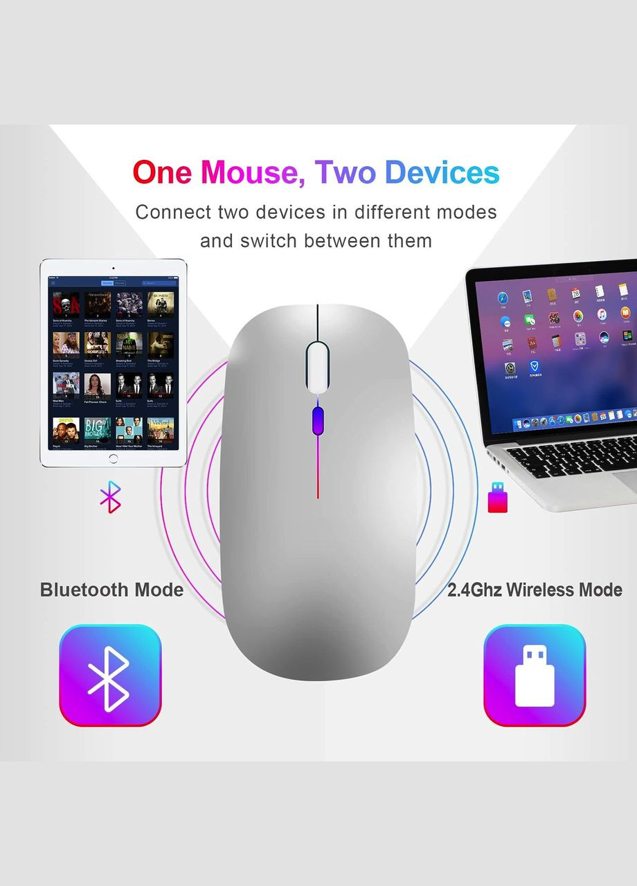 Аккумуляторная беспроводная мышь P37, Gray (2.4G+Bluetooth) VHG (334305003)