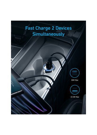 Зарядний пристрій PowerDrive 323 30W PD + 22.5W USB-A Black (A2735G11) Anker PowerDrive 323 30W PD + 22.5W USB-A Black (370021333)