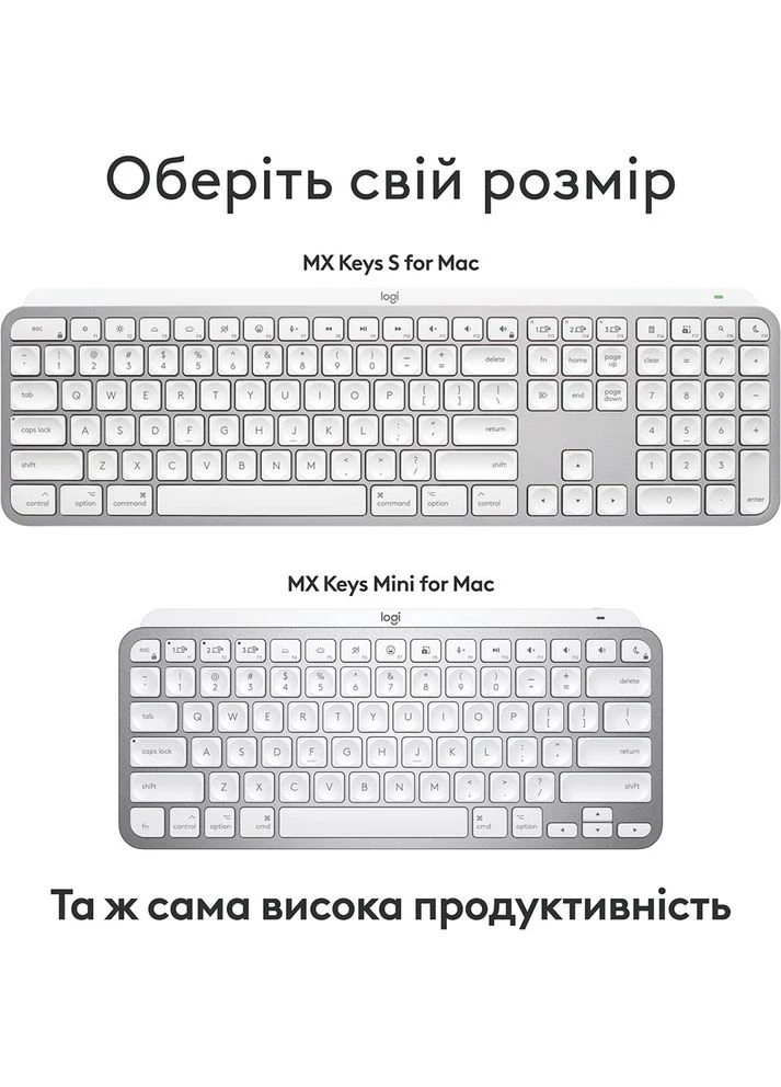 Клавіатура MX Keys S для Mac Pale Grey (920-011638) Logitech (323088020)
