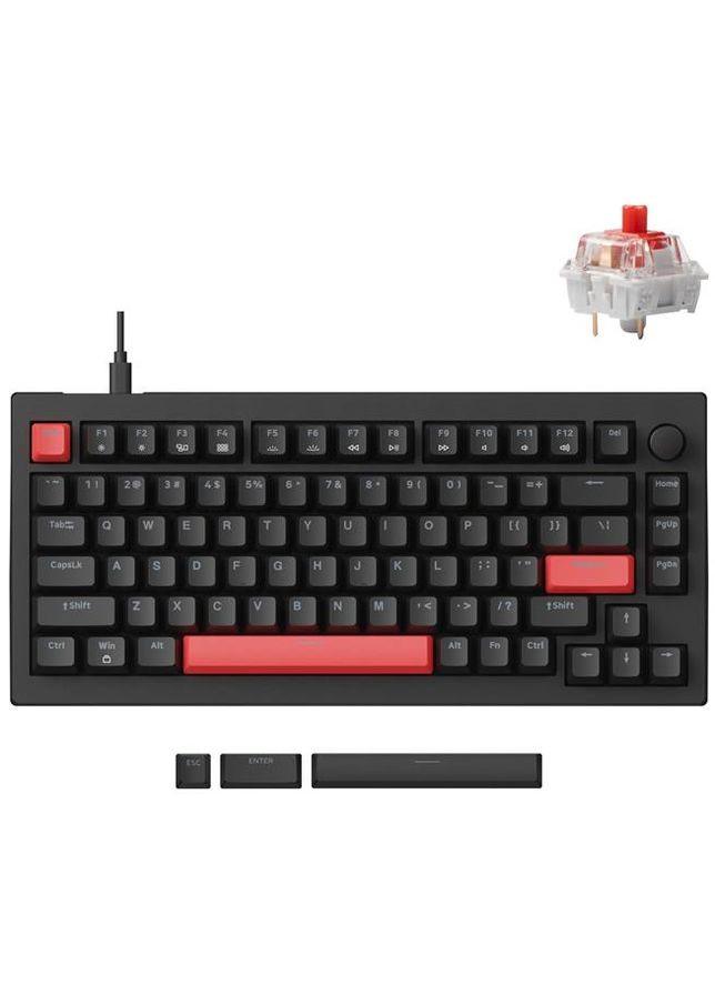 Клавіатура механічна X4 84Key, Keychron Brown, USB-A, QMK/VIA, Hot-Swap, EN/UKR, Red led, чорний Lemokey (322336691)