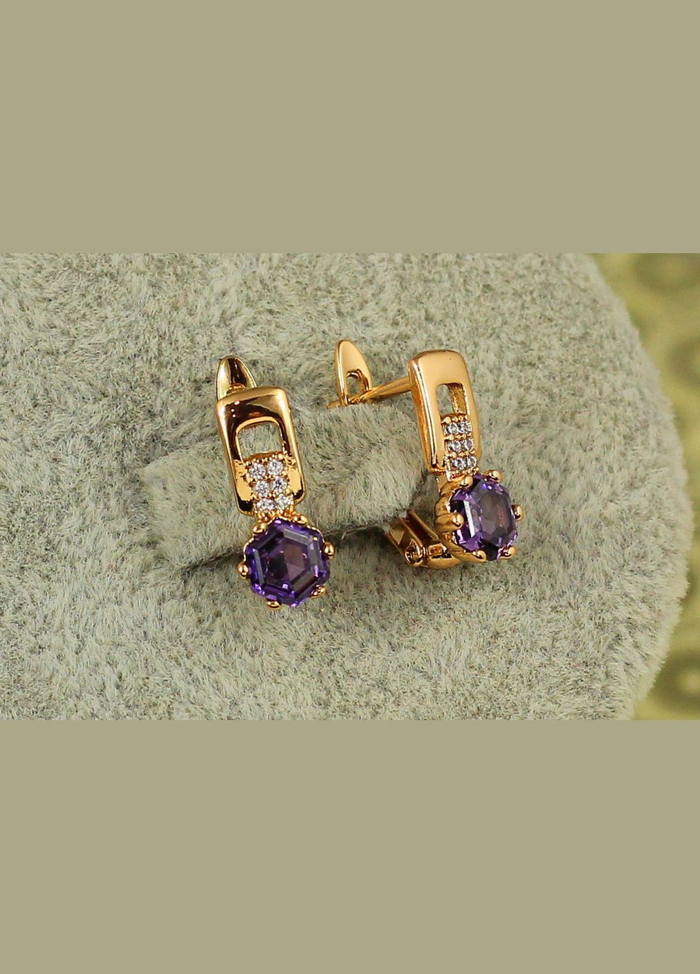 Сережки дитячі Тутті з фіолетовим каменем 1,4 см золотисті Xuping Jewelry (316433056)