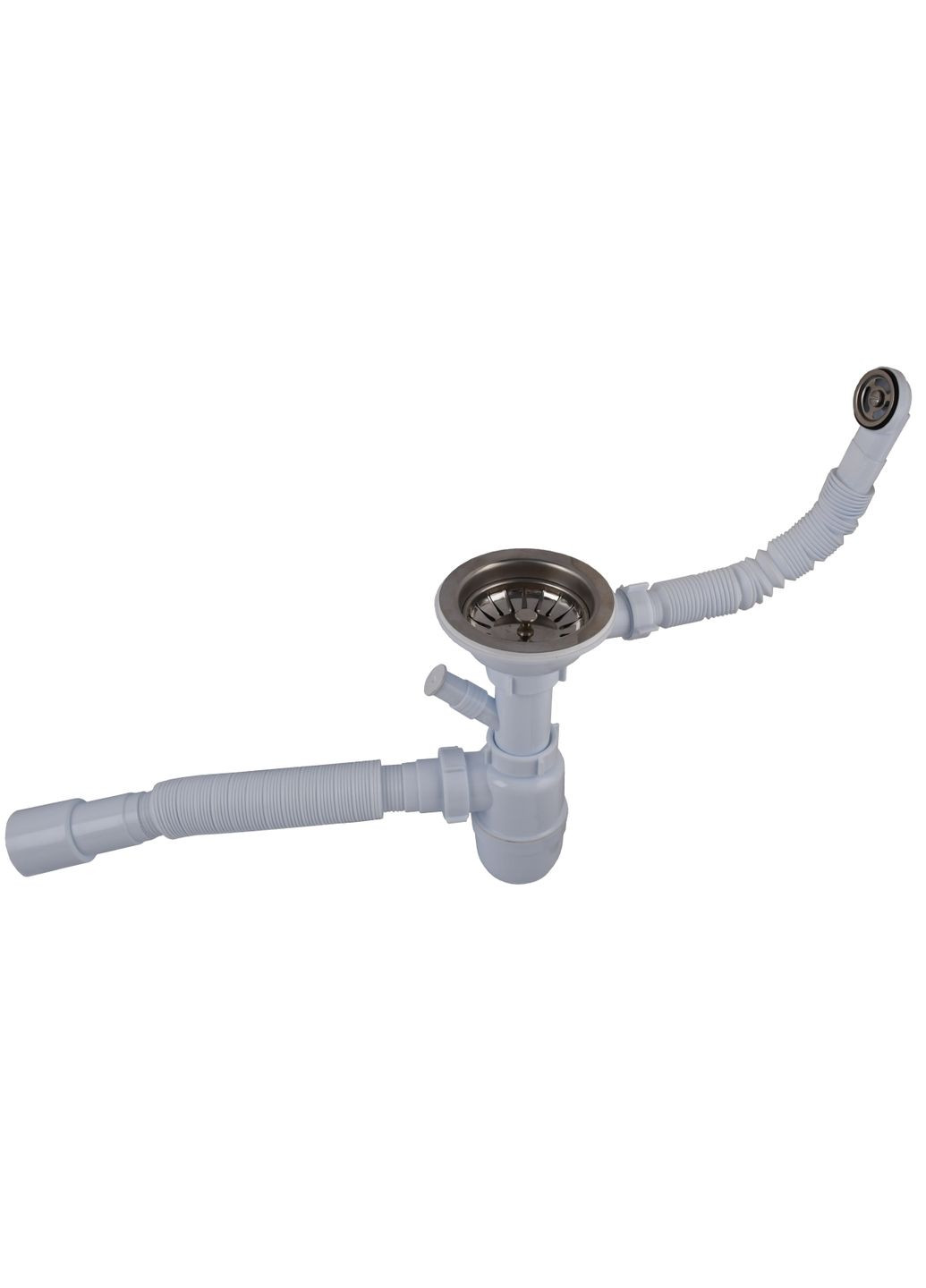 Сифон 31/2″*40 для мойки с отводом для стиральных машин, с круглым гибким переливом и гибкой трубой 40х40/50 OPTI-27243 optimum (369502734)