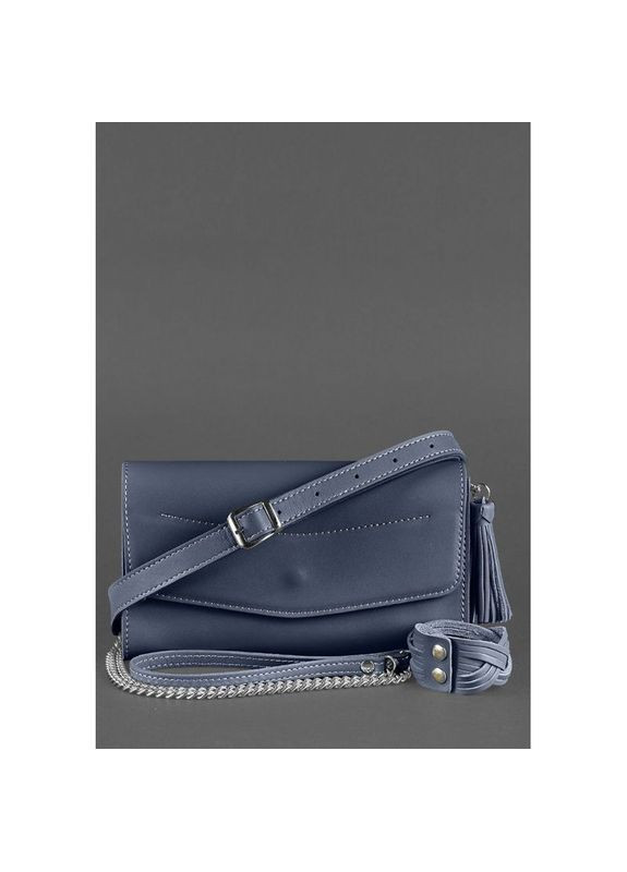 Поясная сумка женская кожаная через плечо с ремешком Элис темно синяя BlankNote (302008789)