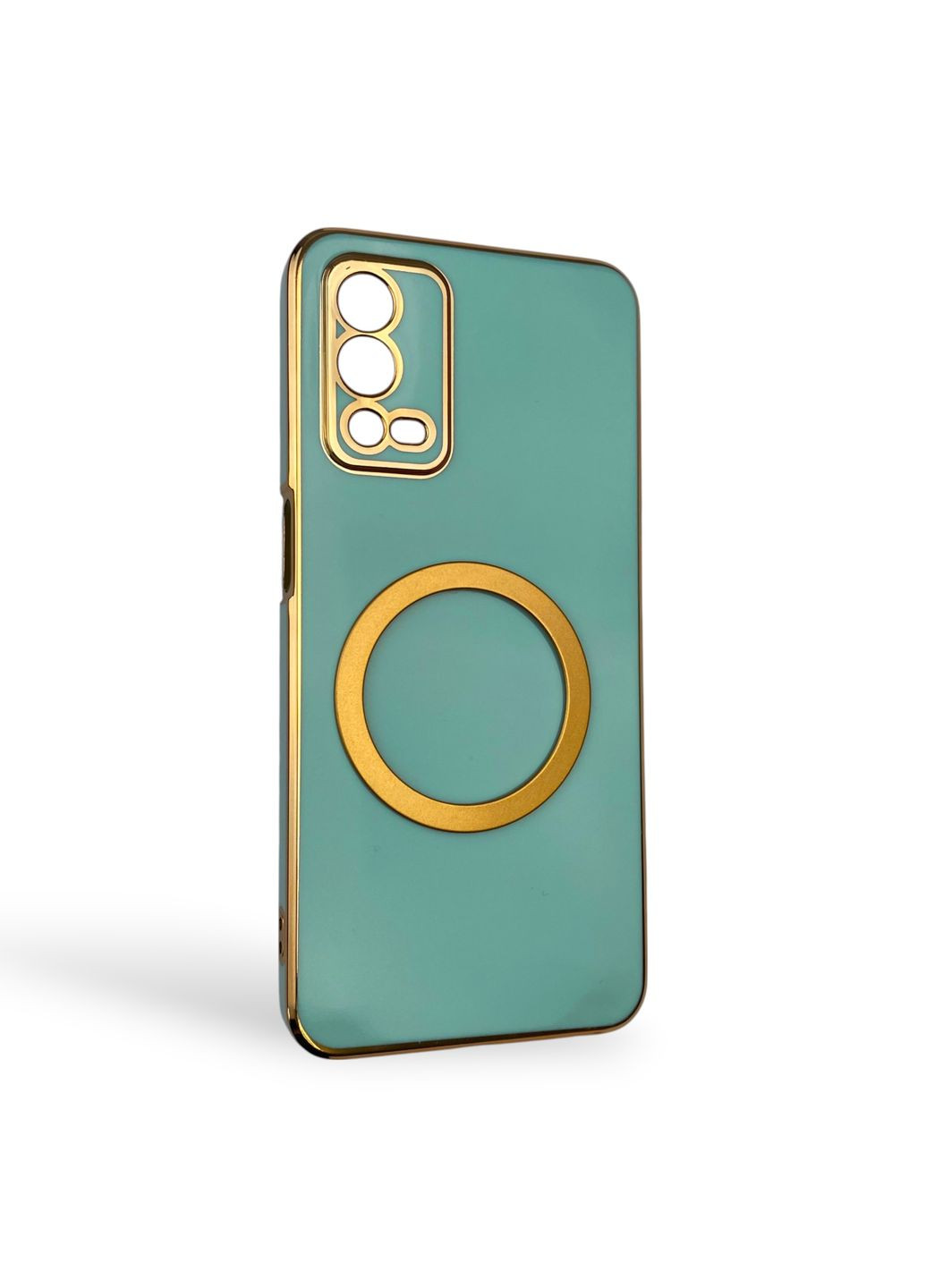 Чехол для A55 4G с кольцом-подставкой с золотой окантовкой на оппо а55 бирюзовый gs1 Oppo (366230257)