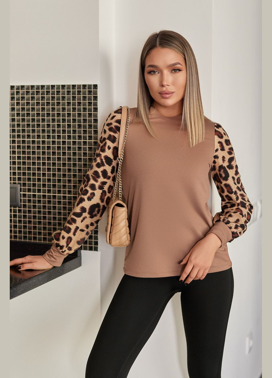 Стильна жіноча кофточка з леопардовими рукавами Fashion Girl (321497373)