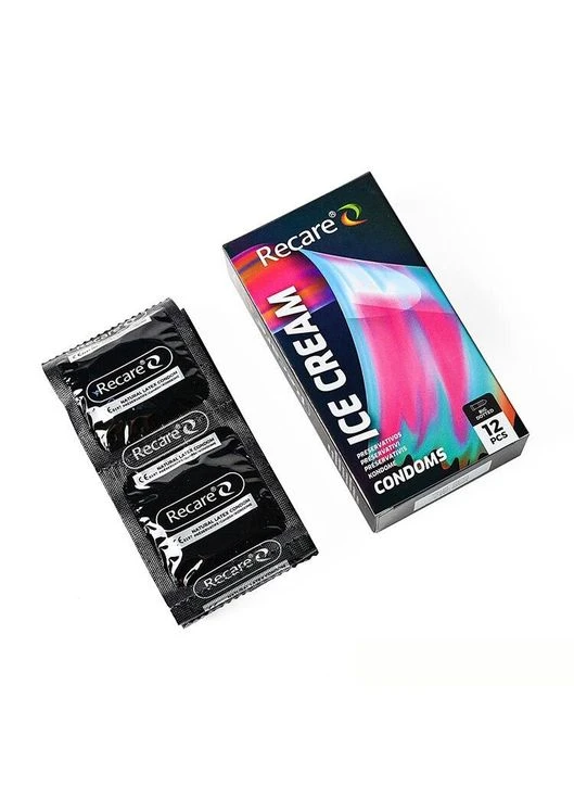 Holographic Ice Cream Big Dotted Condoms 12 шт, з пухирцями, аромат: морозиво - CherryLove Recare (389902413)