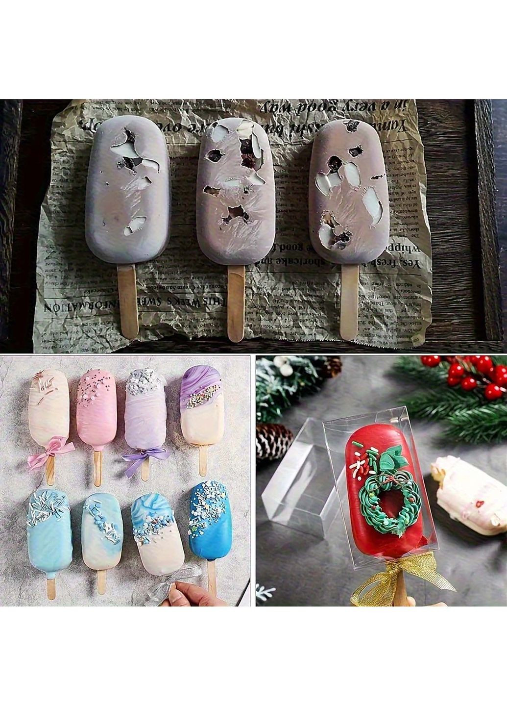 Форма силіконова для морозива Ескімо та євродесертів з паличками (4 комірки) 26х10.5 см Kitchen Master (341724443)