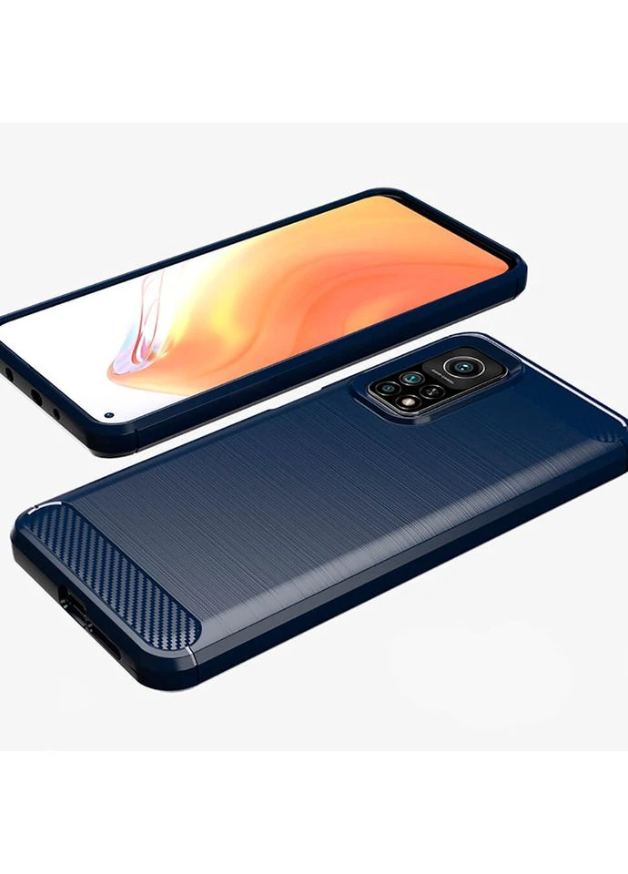 Чохол Carbon Fiber для Xiaomi Mi 10T Navy Blue Lenuo (361902552)