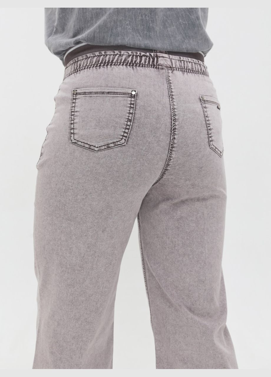 Джинси жіночі коричнево-рожеві тонкі прямі пояс на резинці великий розмір Палаццо Adorati - (322999514)