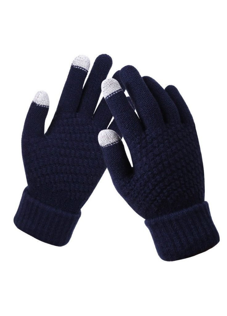 Перчатки сенсорные зимние женские темно-синий No Brand (373284053)
