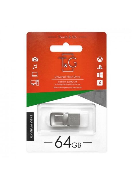 USB OTG флеш-накопичувач -Type C 64GB металева серія 104 Сталевий T&G (370440391)
