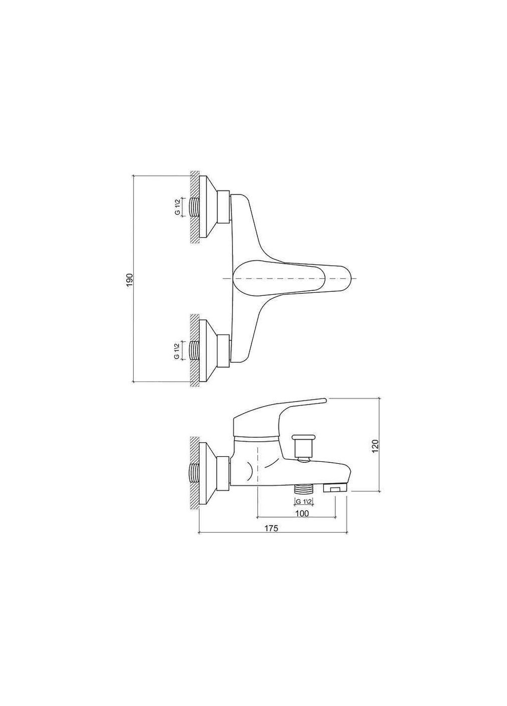 Смеситель Настенный для ванны 36W 006 (k35) BRIN36W006 Brinex (365736281)