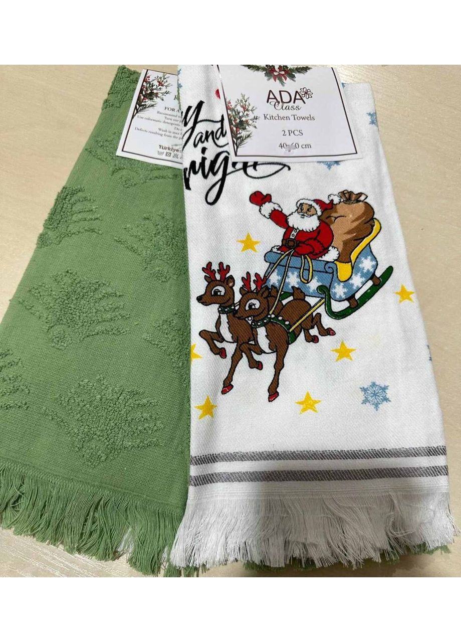 Кухонні рушники новорічні, різдвяні 12 шт Vishnya комбінований