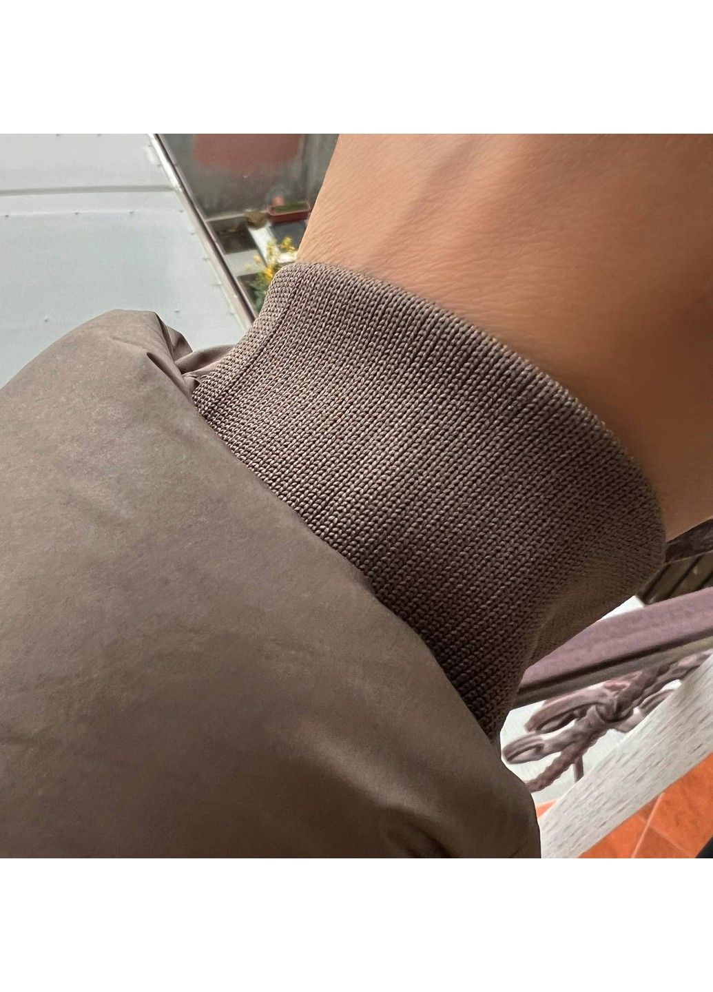 Коричнева демісезонна куртка жіноча 9045 довга стегана з капюшоном пальто коричнева Lady yep