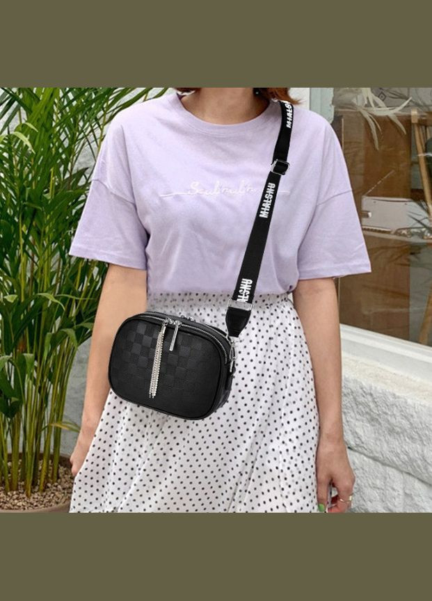 Клатч мини сумка на плечо в клеточку из экокожи черная (sku_1257) No Brand (330575812)