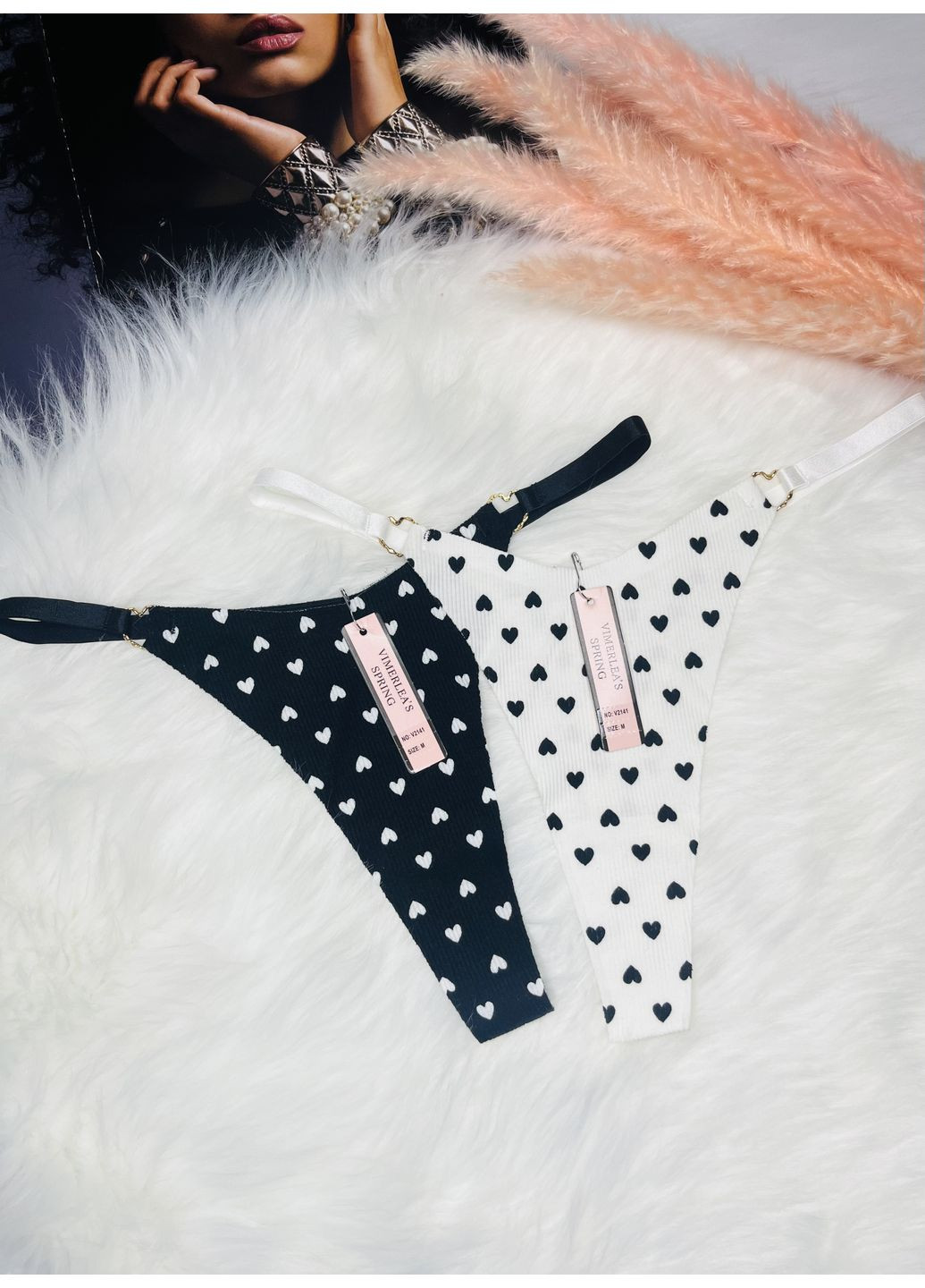 Трусики стрінги набір 2 шт безшовні в рубчик Vimerlea's spring (354820873)