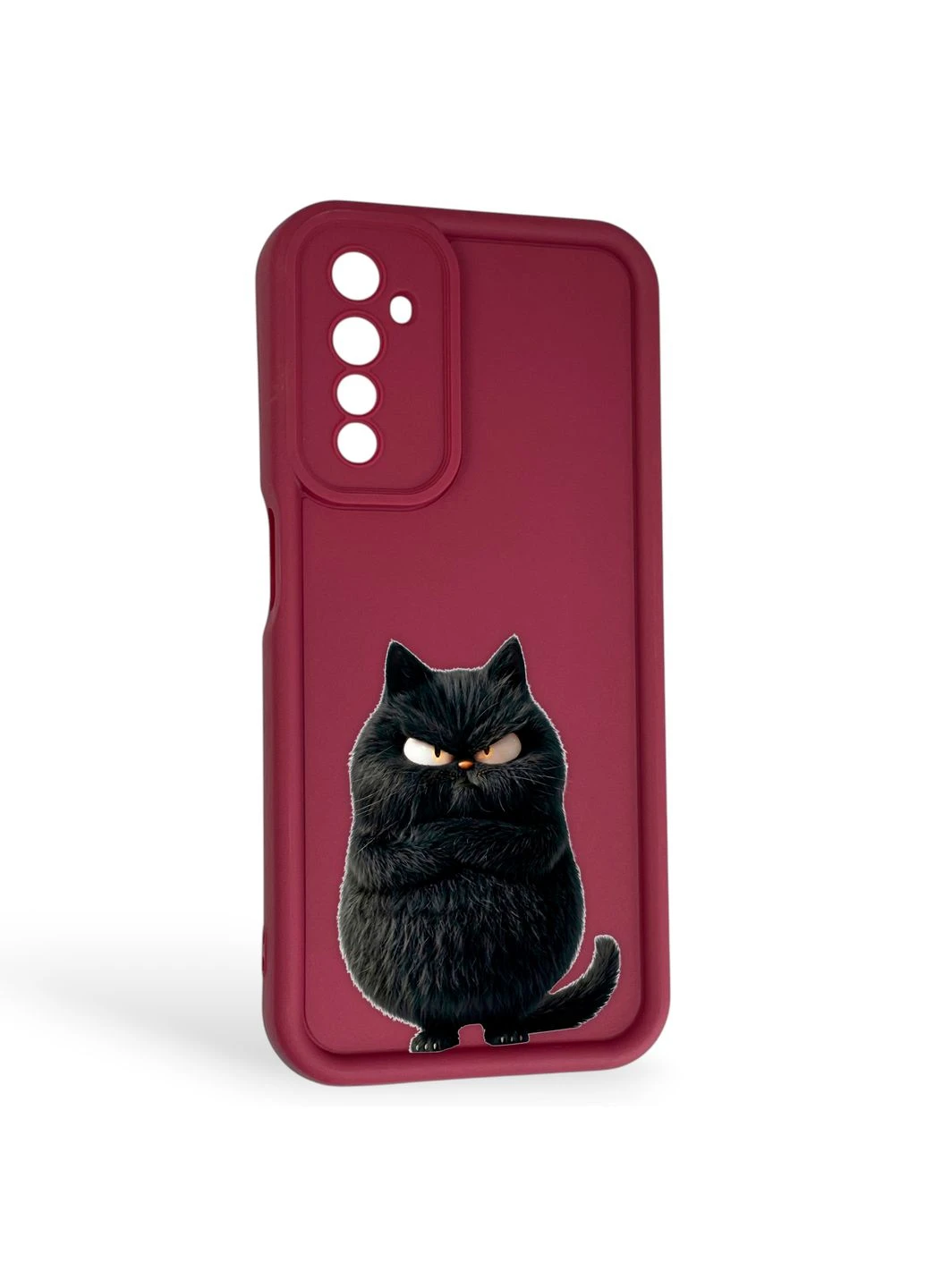 Чохол силіконовий Soft Touch з 3D принтом злого кота для 6 бордовий (Повний захист камери) Realme (378978047)