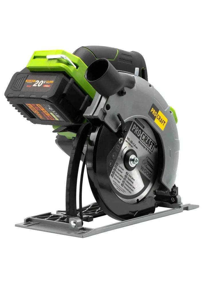 Акумуляторна дискова пила PCA24 — 20 В, 165 мм, безщіткова, без АКБ і ЗП ProCraft (372296034)