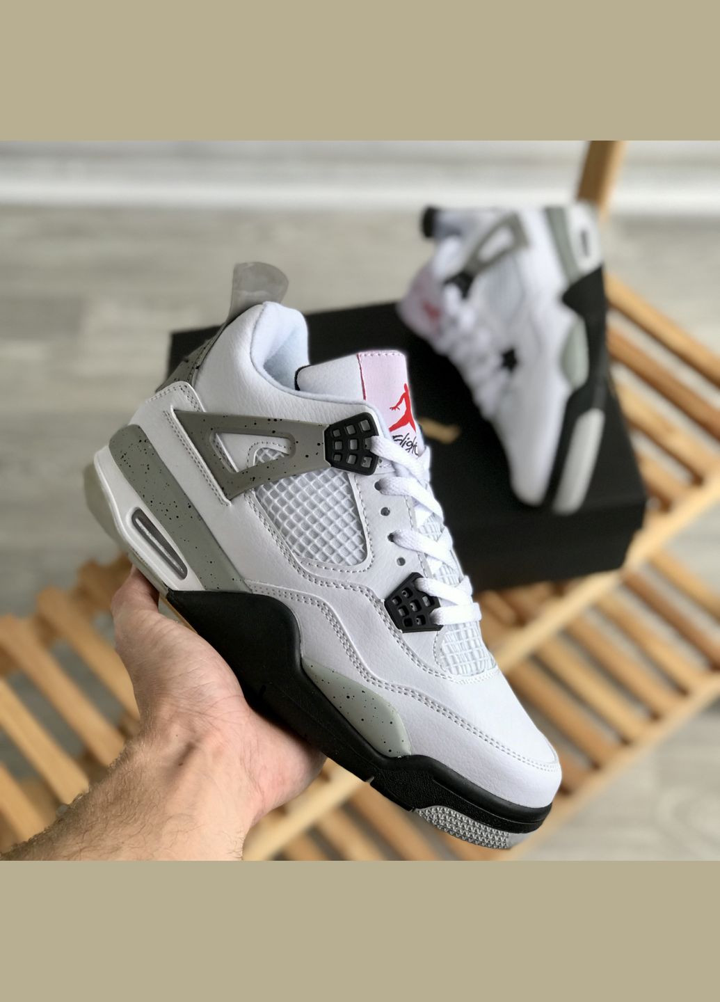 Кроссовки женские и мужские Nike Air Jordan 4 Retro Metallic White Cement white | Найк Аир Джордан 4 Ретро белые No Brand белые всесезоны (307288669)