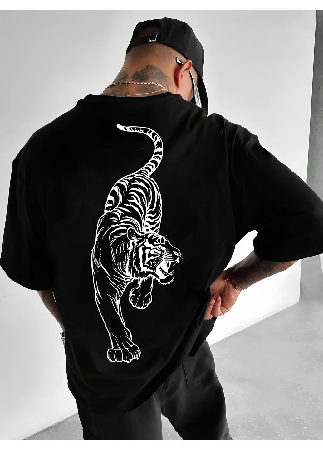 Комбинированная футболка с принтом мужская стильная оверсайз лето легкая модная трикотаж No Brand