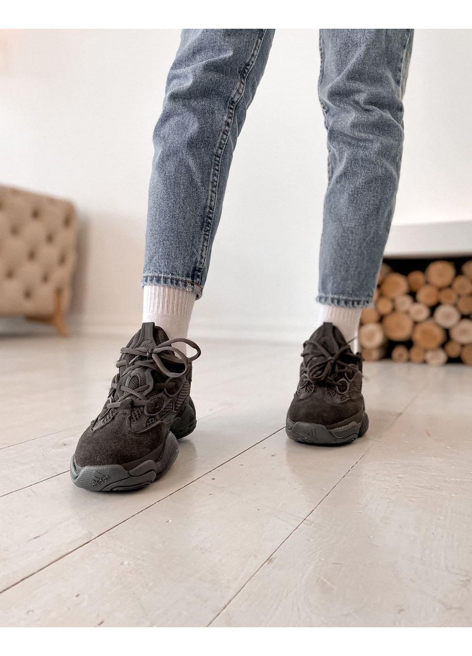 КРОССОВКИ ЖЕНСКИЕ ADIDAS YEEZY BOOST 500 GRANITE АДИДАС ИЗИ БУСТ No Brand чёрные демисезоны (367171982)