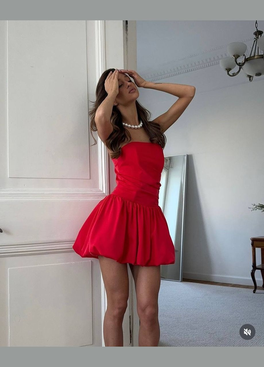 Красное праздничный праздничное мини платье из атласа Adelante однотонное