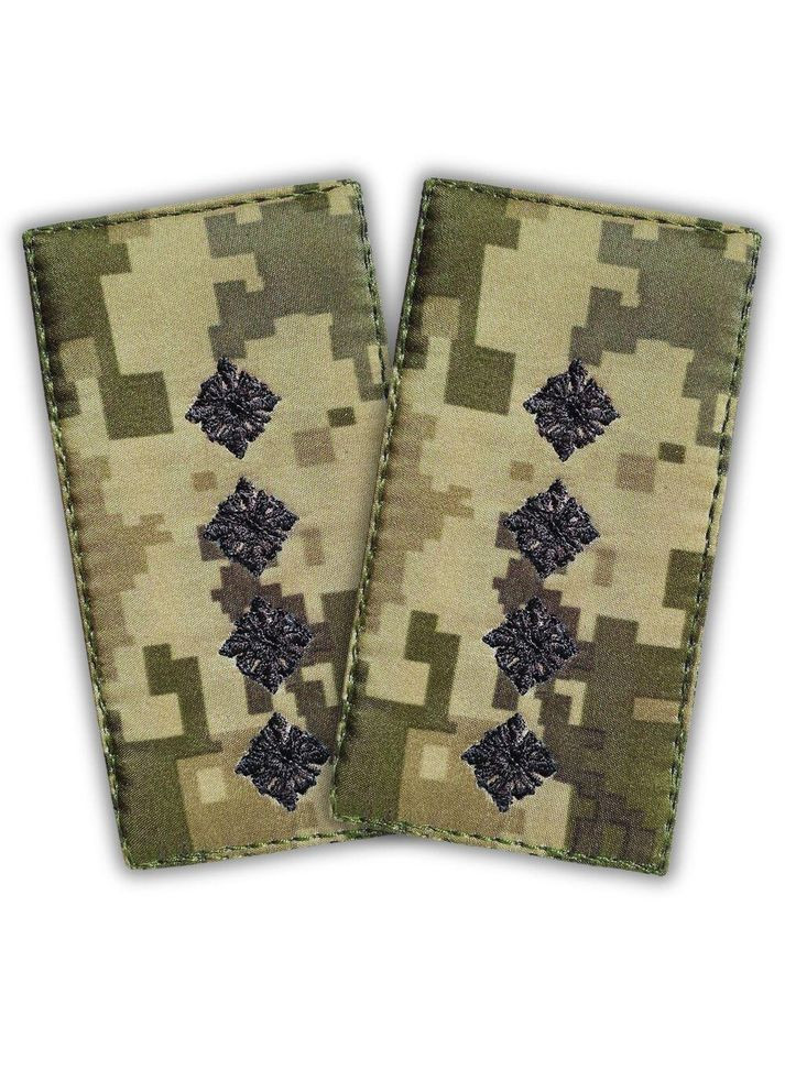 Набір з 2 шевронів з липучкою Звання ВСУ Капітан 5х10 см, вишитий патч у піксельному камуфляжі IDEIA (313595053)