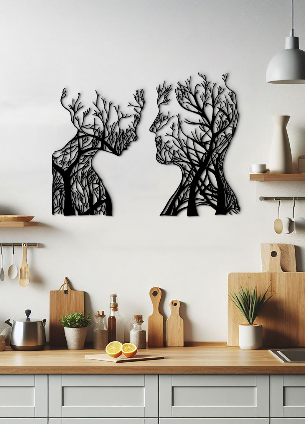 Дерев'яна картина на стіну, декор для кімнати "Закохана пара", стиль лофт 80х60 см Woodyard (292013804)