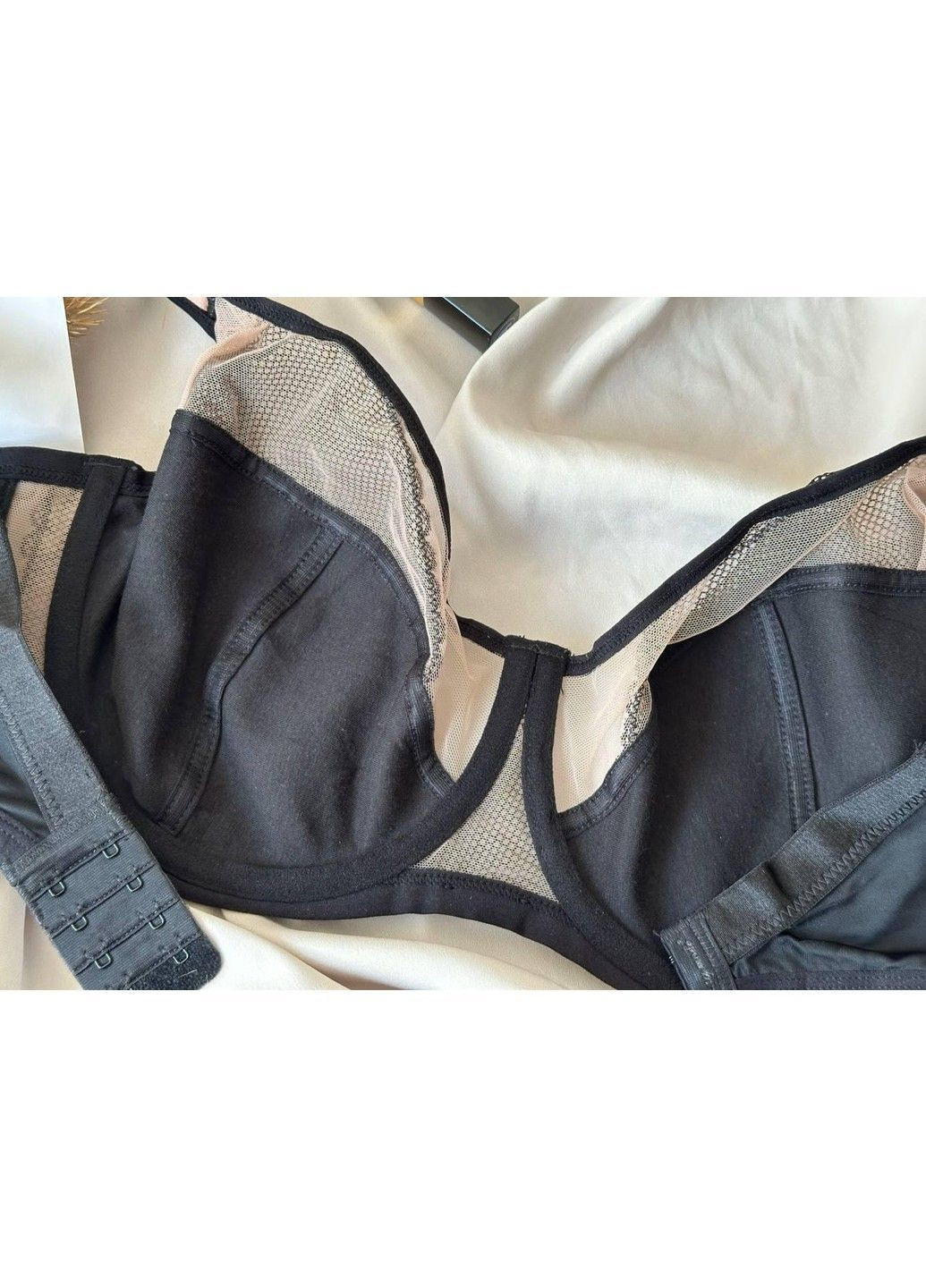 Чёрный бюстгальтер без поролона 11566 черно-бежевый Lanny Mode